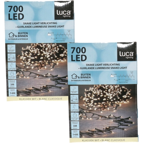 Clusterverlichting- 2x - 700 led lampjes - helder wit - 14 meter - kerstverlichting -lichtsnoer -