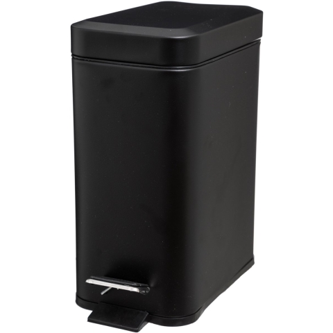 Prullenbak / pedaalemmer - zwart - rvs - 5 liter inhoud - 14 x 29 x 31 cm - badkamer / toilet -