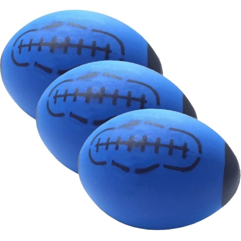 T&F Creations rugby bal - 3x - blauw - foam - 24 cm - sport ballen - American football - schuimrubbe -