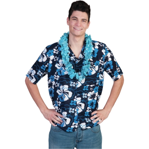 Hawaii thema blouse overhemd Honolulu - blauw - heren - party - verkleedkleding 56-58 (2XL/3XL) -
