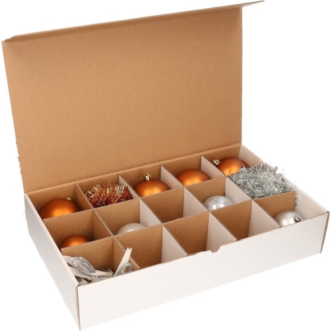 Sorteerdoos - 8x - 54 x 32 cm - met 15 vakjes van 10 x 10 cm - karton - opbergbox - opbergdoos -