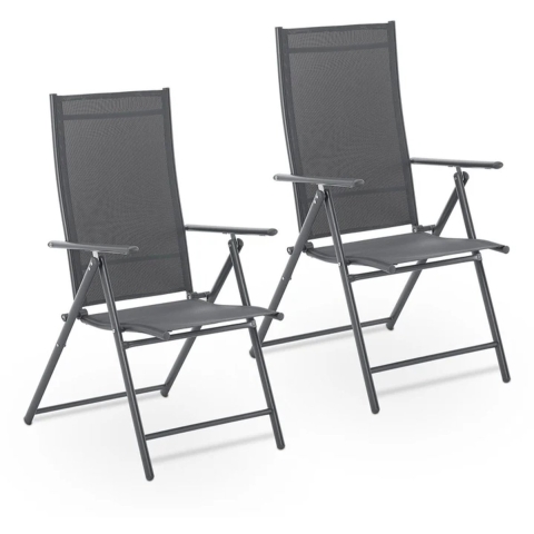 Tuinstoel / Kampeerstoel Calena - Set van 2 - Opvouwbaar - Verstelbaar - Antraciet