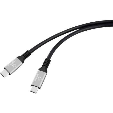 Renkforce USB-C-kabel USB 4.0 USB-C stekker, USB-C stekker 1 m Zwart Aluminium-stekker, Silicone, Zeer flexibel, 8K UHD RF-6805036