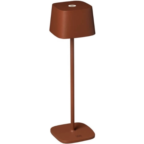 Konstsmide Capri - buiten tafellamp - 10 x 10 x 36 cm - 2,2W dim to warm LED incl. - oplaadbaar - IP54 - terracotta
