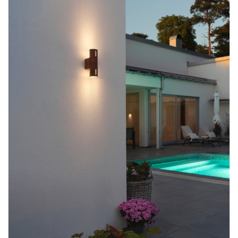 Konstsmide Cuneo - buiten wandlamp - 8 x 12,5 x 25 cm - IP54 - roestbruin