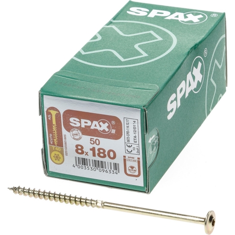 SPAX 0251010801805 R 88193 m.Spitze/T-STAR Houtschroef 8 mm 180 mm T-STAR plus Staal WIROX 50 stuk(s)