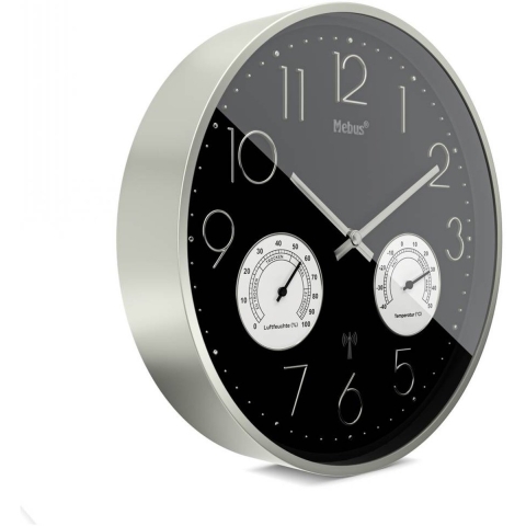Mebus 12988 Wandklok Zendergestuurd 30 cm x 30 cm x 30 cm x 4.5 cm Zilver