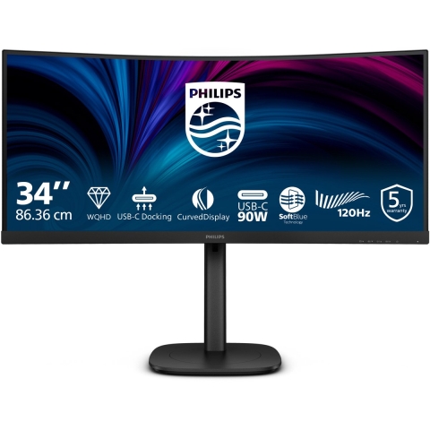 Philips 3000 series 34B2U3600C/00 computer monitor 86,4 cm (34") 3440 x 1440 Pixels Wide Quad HD LCD Zwart