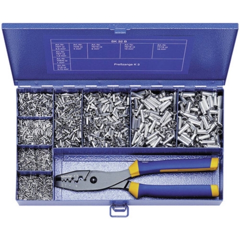 Klauke SK32B - Assortiment adereindhulzen 0.75 mm² tot 16 mm² - Inclusief krimptang - Metaal (4900 stuks)