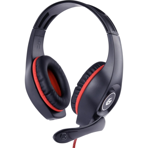 Gembird GHS-05-R On Ear headset Kabel Stereo Zwart, Rood Volumeregeling Gamen