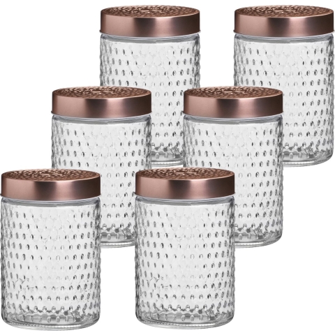 Voorraadpot/bewaarpot Blair - 10x - 1L - glas - koperen deksel - D12 x H17 cm -