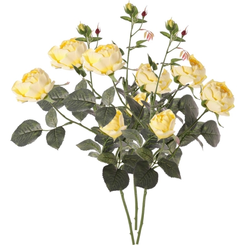Kunstbloem roos Ariana - 3x - geel - 73 cm - kunststof steel - decoratie bloemen -