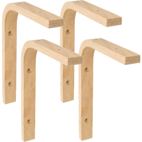 AMIG Plankdrager/planksteun van hout - 4x - lichtbruin - H200 x B150 mm -