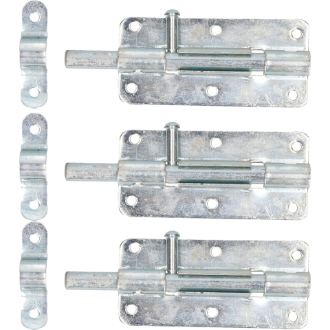 Deltafix schuifslot/plaatgrendel - 4x - 10 x 5cm - verzinkt staal - deur - schutting - hek -