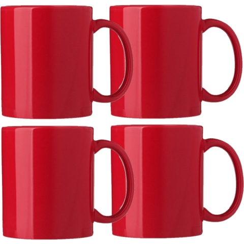 Koffie mokken/bekers Nantes - 4x - keramiek - met oor - rood - 300 ml -