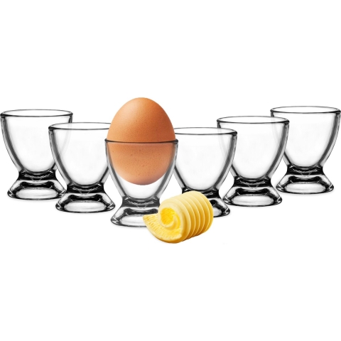 Eierdopjes - set 24x - glas - transparant - 6 cm - in luxe stijl -