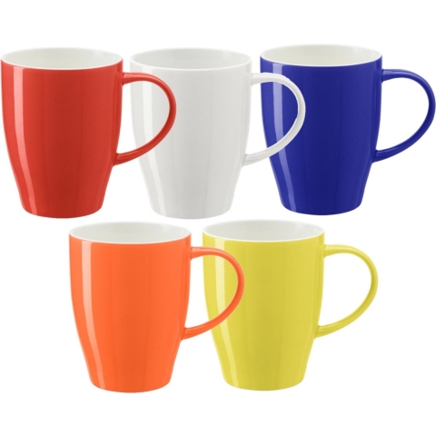 Koffie mokken/bekers Paris - 5x - porselein - multi kleuren - 350 ml - stijlvolle vorm -