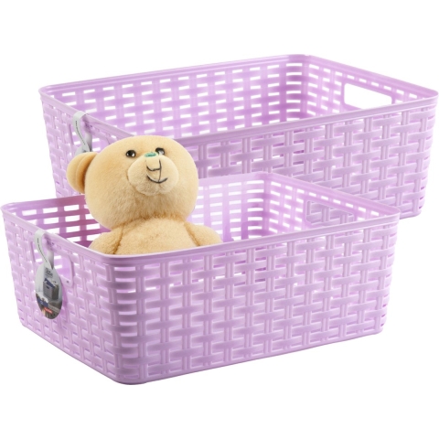 Opbergmand - 4x - Kastmand - rotan kunststof - paars - 12 Liter - 30 x 37 x 13 cm -