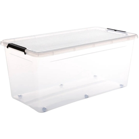 5Five opberg kist met deksel - Clip Box - 75 liter - 76 x 39 x 35 cm - kunststof - transparant -