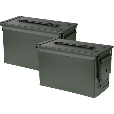 Decoratie opberg box - 2x - munitiekist - groen - 30 x 15 cm - opbergkist -