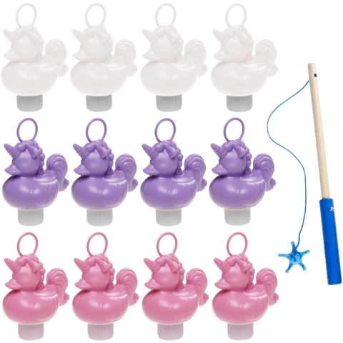 Badeendjes Hengelspel - kermis spel - voor kinderen - met 12x eendjes - en 1 hengel -