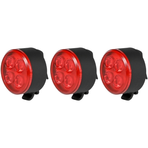 Fietslamp - 3x - rood achterlicht - LED - USB oplaadbaar - inclusief clip en kabel -