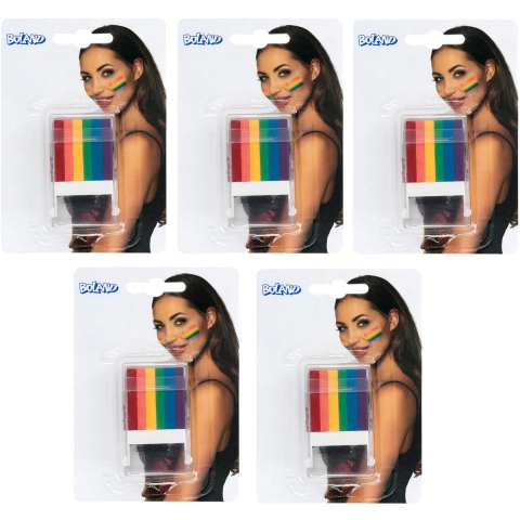 Boland Verkleed Schmink stick Regenboog - 5x - Pride/Rainbow feest - festival/thema feest -