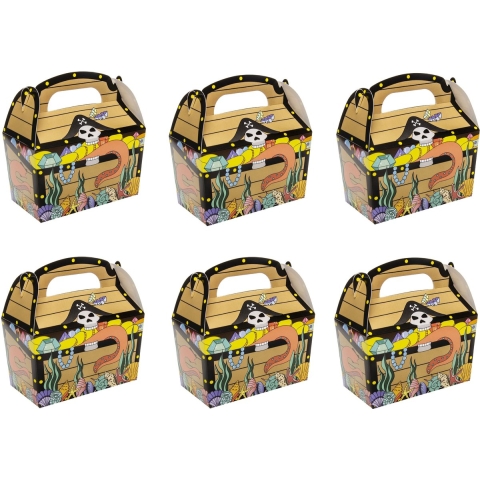 Traktatiedoosjes piraten schatkist - 48x st - 12 x cm - karton - traktaties - uitdelen -