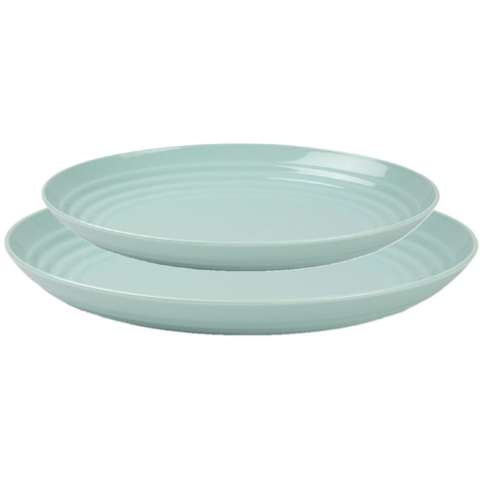 Plasticforte camping borden set - groen - kunststof - 2 soorten - 12x stuks - onbreekbaar servies -