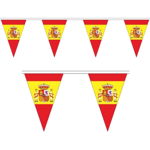 Vlaggenlijn Spanje - 2x - 20 meter - polyester - Spaanse slinger - landen punt vlaggetjes - feestart -