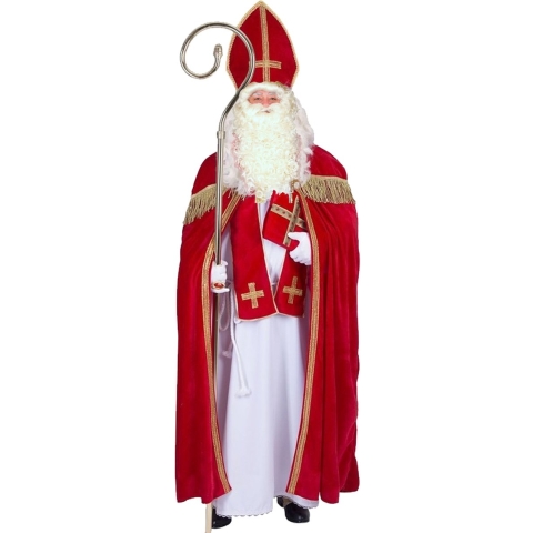 Sinterklaas verkleed kostuum - compleet met baard en snor - one size - volwassenen One size -