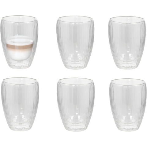 Gerimport Theeglazen Leya - 12x - dubbelwandig - 350 ml - D9 x H12 cm -