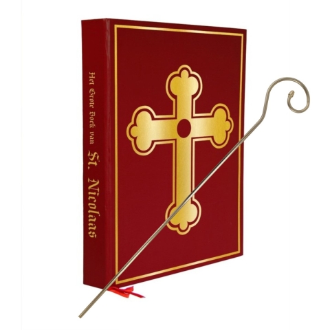 Combi-set Sinterklaas - goude staf - grote boek - sinterklaas/goedheiligman - pakjesvaond -