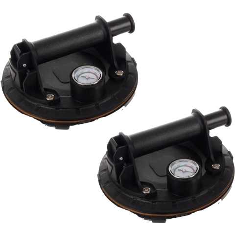 Bigstren Glas/tegel zuignap - 2x - met vacuumpomp/manometer - draagkracht 200 kilo - D20 cm -