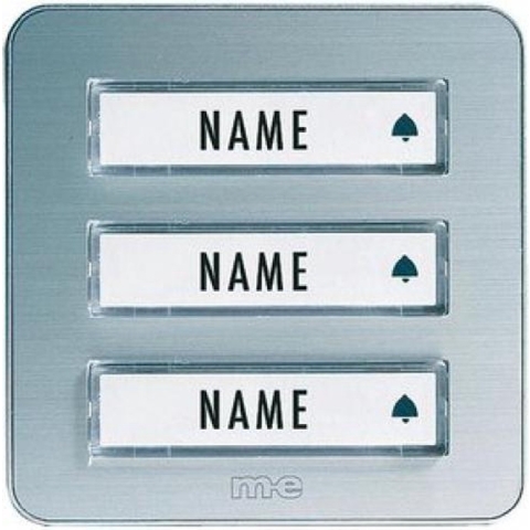 m-e modern-electronics KTA-3 A/S Belplaat Met naambord 3-voudig Zilver 12 V/1 A