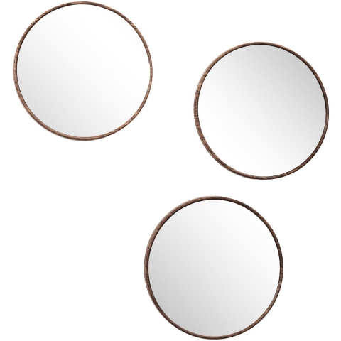 Home Deco Factory spiegel Toronto - 3x stuks - D26 cm - hout look - kunststof -