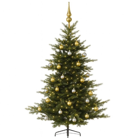 Grandis Fir groen vanaf 150 cm hoog kunstkerstboom opgemaakt met piek, zilver & goud Everlands - Everlands