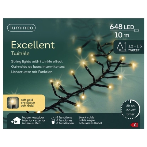 Led Excellent 10 meter 648 LED groen/soft gold Lumineo - Lumineo