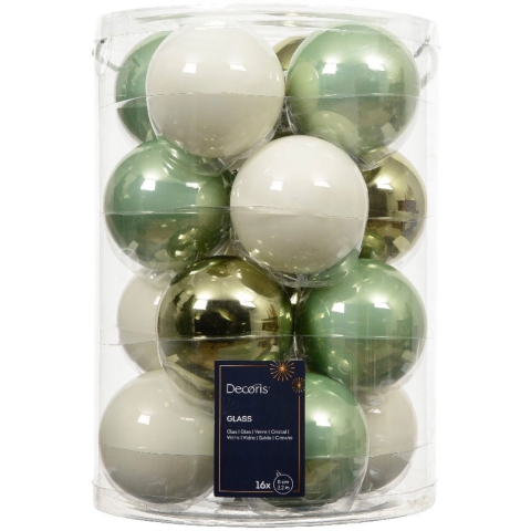 Kerstballen glas d8 cm groen 16 st Decoris - Decoris