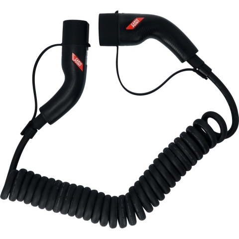 Carpoint Spiraal Laadkabel - Type 2 naar Type 2 - 32A 1 fase 6 meter - Zwart