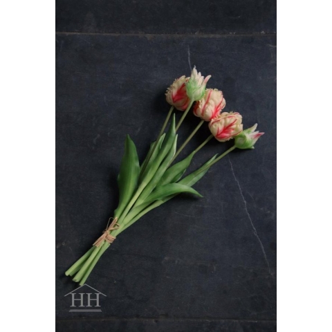 Bosje kunst tulpen Parrot Tulp Duchesse x5 red 40 cm Buitengewoon de Boet - Buitengewoon de boet