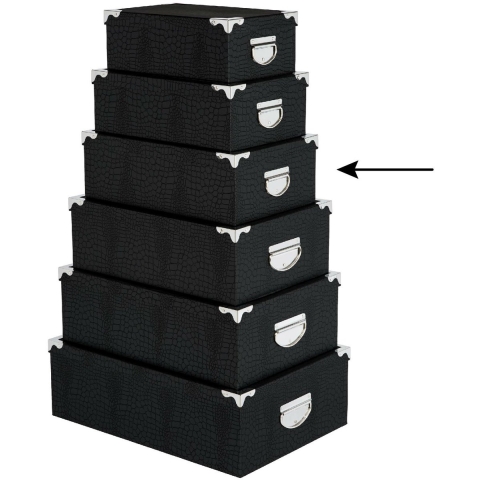 5Five Opbergdoos/box - 5x - zwart - L36 x B24.5 x H12.5 cm - Stevig karton - Crocobox -