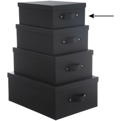 5Five Opbergdoos/box - 6x - zwart - L28 x B22 x H11 cm - Stevig karton - Industrialbox -