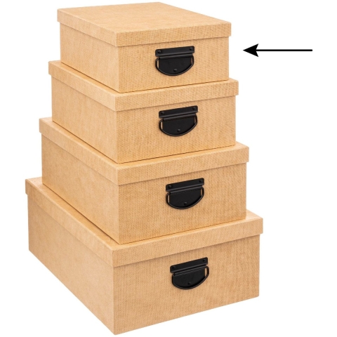 5Five Opbergdoos/box - 4x - goudgeel - L28 x B22 x H11 cm - Stevig karton - Industrialbox -
