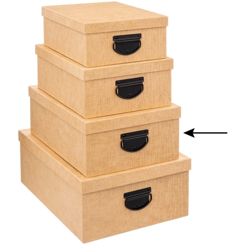 5Five Opbergdoos - 2x - opslag box - goudgeel - L35 x B26 x H14 cm - Stevig karton - Industrialbox -