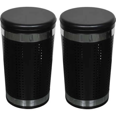 Wasmand Dubai - 2x - rvs metaal - zwart - 46 liter compartiment - 35 x 60 cm -