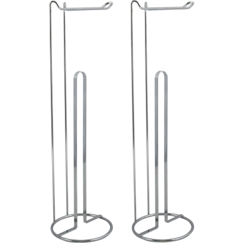 Wc/toiletrolhouder reservoir - 2x - metaal - zilver - 54 cm - Voor 4/5 rollen -