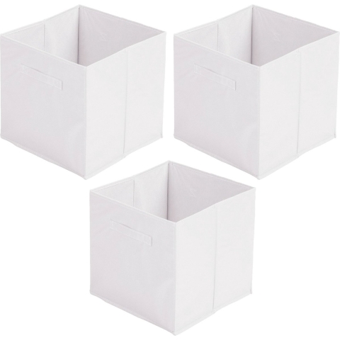 Opbergmand/kastmand Square Box - 6x - karton/kunststof - 29 liter - wit - 31 x 31 cm -