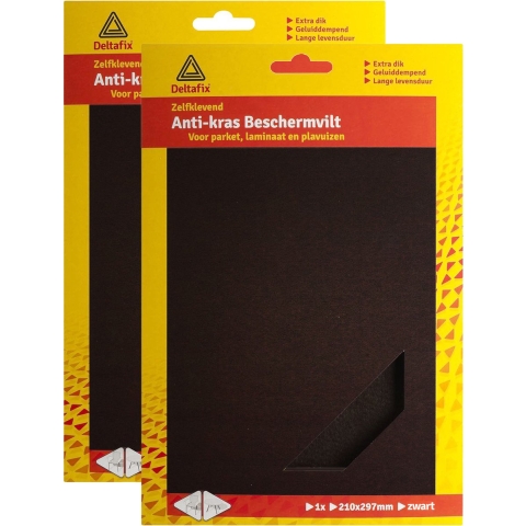 Anti-krasvilt - 2x A4 knipvel - zwart - 210 x 297 mm - rechthoek - zelfklevend - meubel beschermvil -