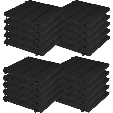 Tuintegel/terrastegel - 20x - zwart - kunststof - weerbestendig - 38 x 38 cm - vlonder vloertegels -